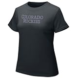 Nike Colorado Rockies Ladies Black Authentic Crew T-shirt (Medium)