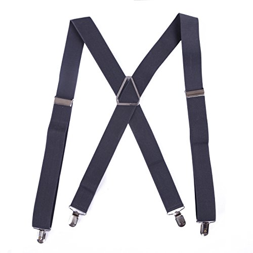 HDE Men's X-Back Clip Suspenders Adjustable Elastic Shoulder Strap - 1.5