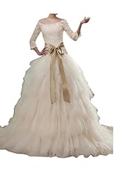 Natural   Waistline Satin/Tulle Lace Illusion Wedding Dress  With a Sash 