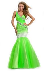 Sexy Chiffon/Taffeta/Tulle  Lace Applique Crystal Crystals Beaded Cocktail Evening Dress  With Rhinestones