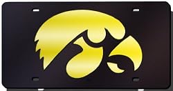 Iowa Hawkeyes Black Laser Cut License Plate