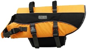 Kyjen 2518 Dog Life Jacket Quick Release Easy-Fit Adjustable Dog Life Preserver, Large, Orange