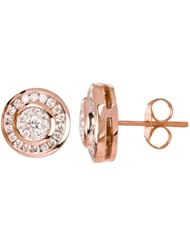 14k Rose Gold Halo Diamond Channel Set Stud Earrings (0.50 carat H-I, SI2-I1 Clarity)