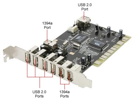 Childrens Toyshop  Computer : 8 PORT USB/FIREWIRE COMBO INTERNAL PCI CARD ADAPTER