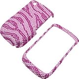 Rhinestones Shield Protector Case for BlackBerry Curve 8520 8530, Hot Pink Zebra Stripes Full Diamond