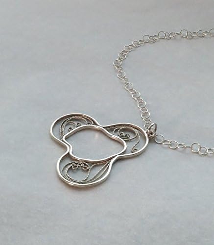 Flower Silver Handmade Filigree Pendant Necklace