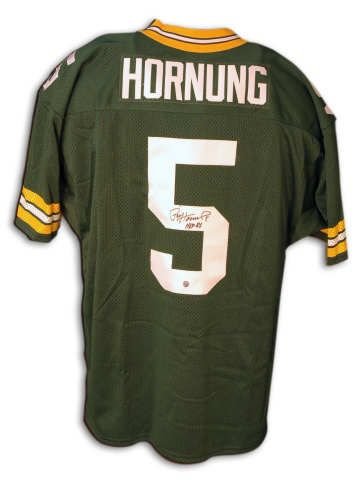 Autographed Paul Hornung Green Bay Packers Throwback Green Jersey Inscribed Hof 86