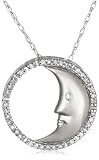 10k Choice of White or Yellow Gold Diamond Moon and Circle Pendant (1/10 cttw, I-J Color, I3 Clarity)