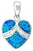 Sterling Silver Heart Pendant, Inlaid w/ Lab Opal with CZ, 3/4 (18 mm) tall,