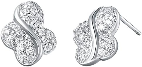 Alloy White Gold-Plated Butterfly Rhinestone Crystal Stud Earrings