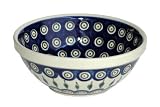 Polish Pottery Peacock Small Serving Bowl