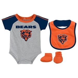 Chicago Bears Grey Newborn Creeper, Bib and Bootie Set by Adidas Select Infant / Toddler / Youth Size: 18 Months
