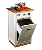 Venture Horizon 4124-11WH Butcher Block Bin Kitchen Island, White