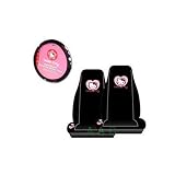 A Set of 2 Front Universal Fit Bucket Seat Cover and Steering Wheel Covver - Sanrio Hello Kitty Hearts