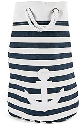 Decorative Striped Nautical Anchor Bag Tote - X-Large - Round