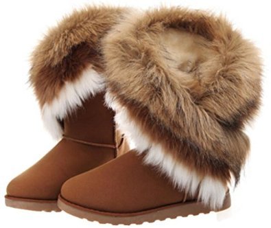 Womens Winter Suede (leather) Snow Ankle Boots Faux Fur Flat Shoes