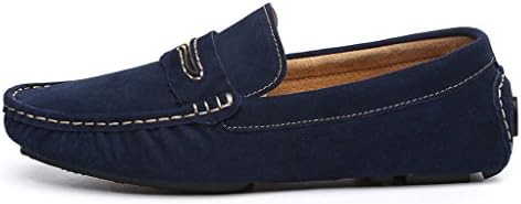 POPlus Men's Suede Leather Slip-on Loafers Moccasin Driving Shoes Navy Blue 10.5 D(M) US