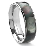 Titanium Mother of Pearl 6mm Wedding Band Ring