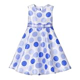 Girls' Perfectly Dressed® Shantung Dress - Blue/ White Dot