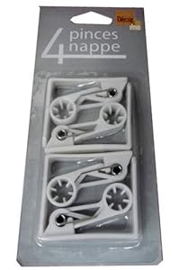 LOT DE 4 PINCE NAPPE BLANC SERRE NAPPE ACCROCHE NAPPE SOUS BLISTER