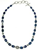 ShalinCraft Chain Necklace In Lapis Gemstone Healing Beads Handmade Jewelry India Length 18.25  (gnklc145)