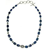 ShalinCraft Chain Necklace In Lapis Gemstone Healing Beads Handmade Jewelry India Length 18.25 " (gnklc145)