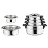 Produkt-Bild: Berndes Topfset Le Miracle 6-teilig, inkl. Kochtopf, Deckel, D&uuml;nsteinsatz, Wasserbad,  silber