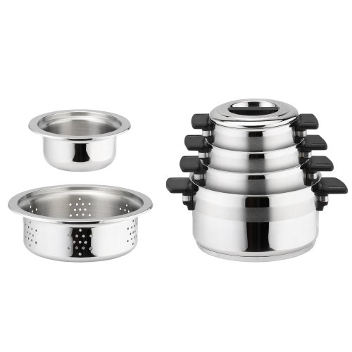 Berndes Topfset Le Miracle 6-teilig, inkl. Kochtopf, Deckel, Dünsteinsatz, Wasserbad, silber Berndes Topfset Le Miracle 6-teilig, inkl. Kochtopf, Deckel, Dünsteinsatz, Wasserbad, silber