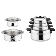 Berndes Topfset Le Miracle 6-teilig, inkl. Kochtopf, Deckel, D�nsteinsatz, Wasserbad,  silber