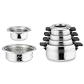 Berndes Topfset Le Miracle 6-teilig, inkl. Kochtopf, Deckel, D�nsteinsatz, Wasserbad,  silber