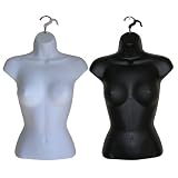 2 Female Torso Black And White Mannequin Form Set