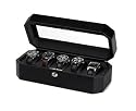 Black leather 5 watch holder with glass top by Wolf Designs