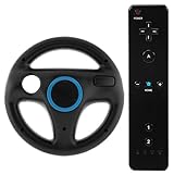 GTMax Black Remote Controller + Black Mario Racing Steering Driving Wheel w ....