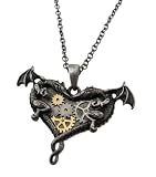 Steampunk Style Dragon Heart Two Tone Pendant and Necklace