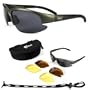 Lightweight POLARISED FISHING SUNGLASSES with Interchangeable Polarized Anti Glare and Low Light Lenses. UV (UVA / UVB) Protection. For Men & Women. TR90 Silver Gray Frame