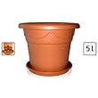 Blumentopf rund d 25 cm  h 20 cm inkl. Untersetzer Kunststoff Farbe teracotta