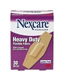 Nexcare Heavy Duty Flexible Fabric Bandages, One Size, 30-Count Packages (Pack of 4)
