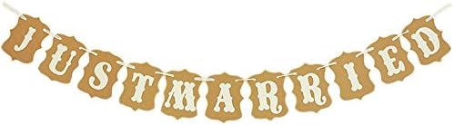 Aisila® Just Married Vintage Wedding Bunting Banner Photo Booth Props Signs Garland Bridal Shower Wedding Birthday Decoration (Gold)