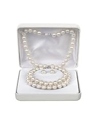 8-9.5MM Freahwater Pearl 3 Piece Box Set - Ear, Bracelet, Necklace