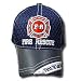 FIRE RESCUE FIRST IN LAST OUT BLUE LEATHER MESH HAT CAP
