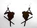 Brown Skier Wooden Earrings title=