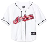 MLB Boys' Cleveland Indians Button Down Replica Jersey with Name & Number (Navy, 10/12)