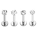 JOVIVI 4pc Surgical Steel Cubic Zircon Labret Lip Ring Ear Earlet Tragus Nail Earrings Stud, 16G 1/4