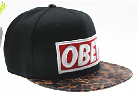 Deture Mens Casual Canvas Leopard Flat Visor Street Dancing Hat Baseball Cap Leopard Black