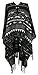 Cozzy Land Aztec Inspired Tasseled Ruana Wrap (Fog)