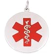 Medical ID Information Charm Sterling Silver 28mm