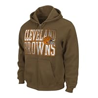 NFL Cleveland Browns Touchback V Full Zip Hooded Sweatshirt, Classic Brown, Small