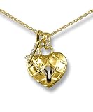 Jewelry : Quilted Heart and Key Pendant in yellow gold by Zasha Signature Jewelry