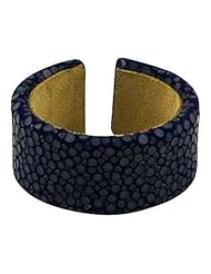 Blue Finger Ring Width: 11 mm Diameter: 19 - Genuine Stingray Skin Leather