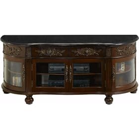 Royal Wide screen 4 door Tv Stand With Glass Doors And Black Granite Top, GLASS DR BK GRN,... by Home Decorators Collection